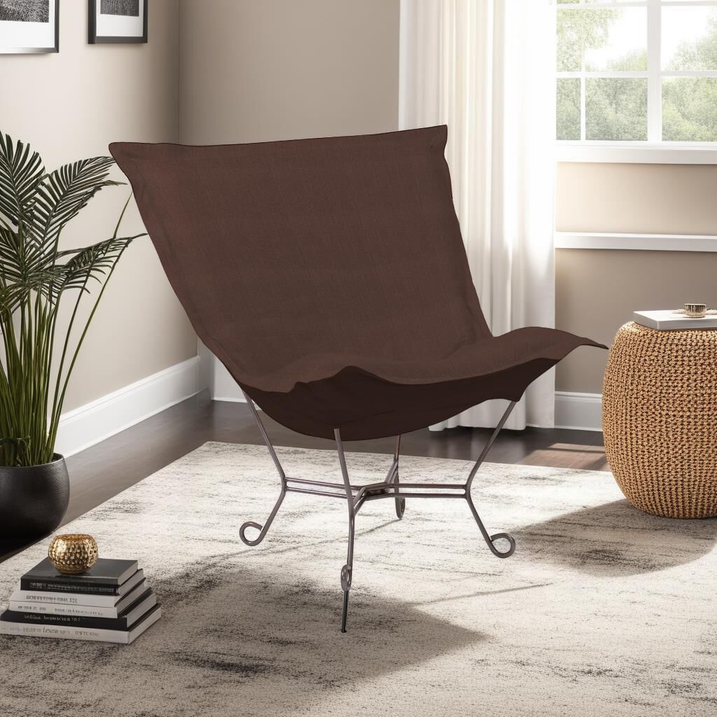 Puff Titanium Frame with Bella Chocolate Scroll Chair with Cover